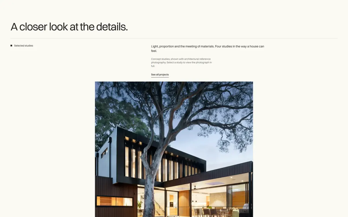 A quiet project grid with generous space between images.