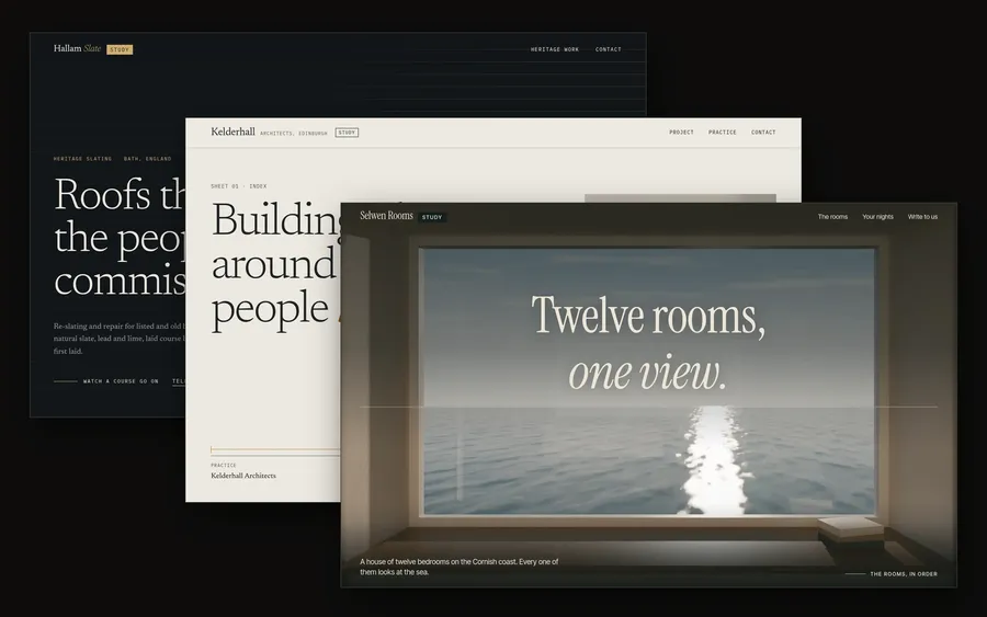Three individually designed Sites by Presive studies